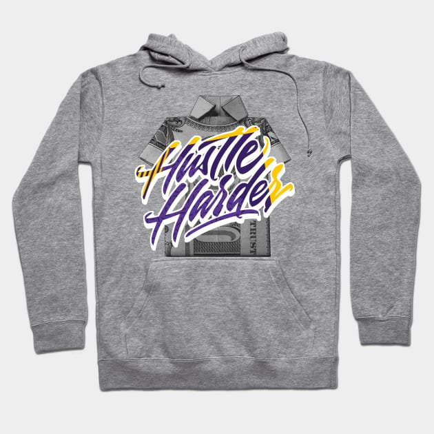 Hustle Harder Court Purple University Gold Hoodie by funandgames